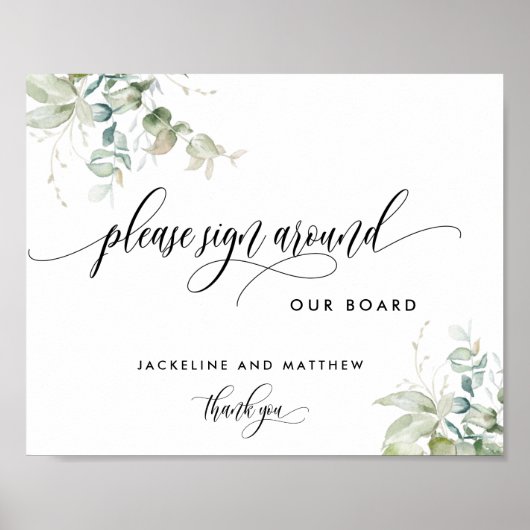 bord "Gelieve te ondertekenen rond", Elegant Green Poster (Voorkant)