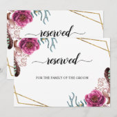 Bord 'gereserveerde zitplaatsen' Burgundy Bloesem  Kaart (Voorkant / Achterkant)