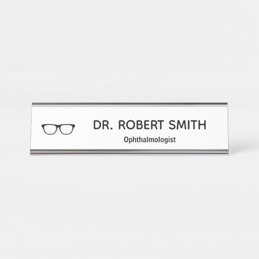 bord "Glasses" Bureau Naambordje (Voorkant)