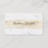Bord Gold Brush Stroke Zilver Wit Folie Marmer Visitekaartje (Voorkant)