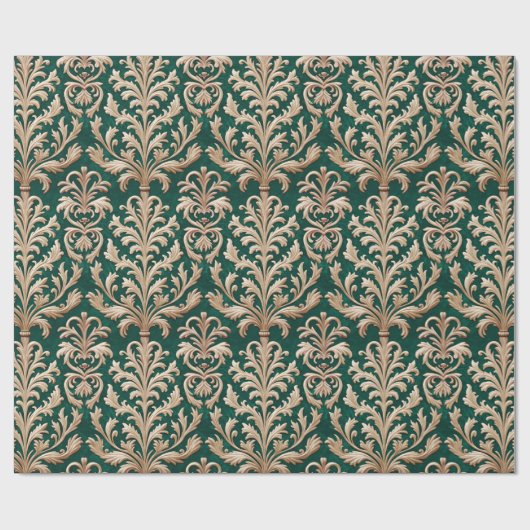 Bord Goud Bloemen Damast Bos Groen Fluweel Cadeaupapier (Vlak)