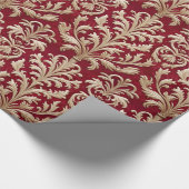 Bord Goud Bloemen Damast Royal Rood Fluweel Cadeaupapier (Hoek)