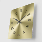 Bord Goud Glanzende Metallic Textuur Romeinse cijf Vierkante Klok (Hoek)