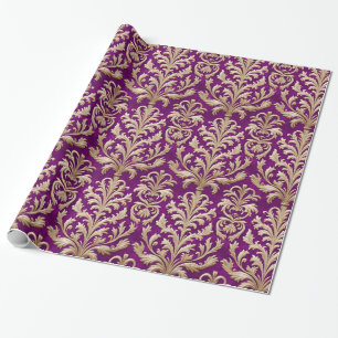 Bord Gouden Bloemen Damast Royal Pink Velvet Cadeaupapier
