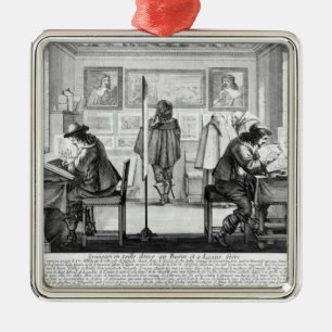 Bord gravers die werken met galerie metalen ornament