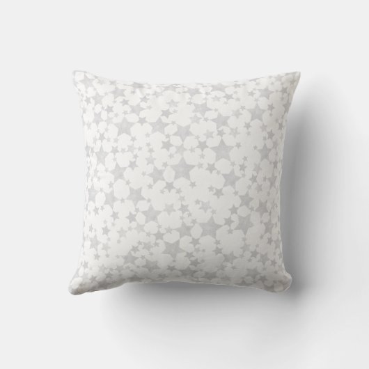 Bord Grijs op Wit | Lino Print Stars Patroon Kussen (Achterkant)