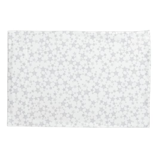 Bord Grijs op Wit | Lino Print Stars Patroon Kussensloop (Achterkant-Links)