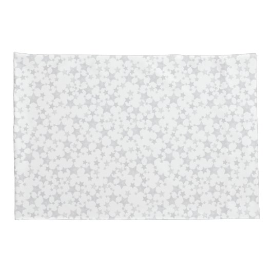 Bord Grijs op Wit | Lino Print Stars Patroon Kussensloop (Achterkant-Rechts)