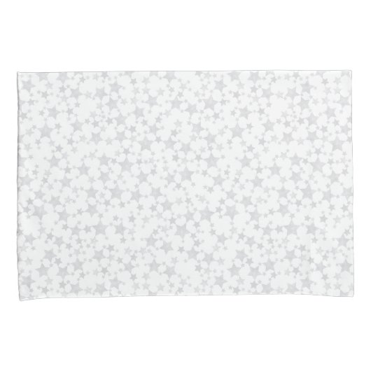 Bord Grijs op Wit | Lino Print Stars Patroon Kussensloop (Voorkant-Rechts)