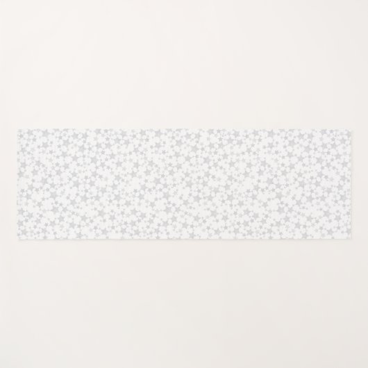 Bord Grijs op Wit | Lino Print Stars Patroon Yogamat (Voorkant (horizontaal))