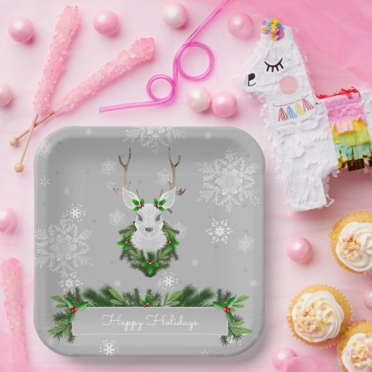 Bord grijs rendierpapier (Feest)