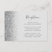 Bord grijs zilver glitter bruiloft receptie informatiekaartje (Voorkant)