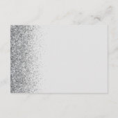Bord Grijs Zilver Glitter Edge Bruiloft Details Informatiekaartje (Achterkant)