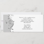 Bord Grijs  Zilveren Bloemen Swirls Receptie Kaart (Achterkant)