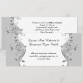 Bord Grijs  Zilveren Bloemen Swirls Receptie Kaart (Voorkant / Achterkant)