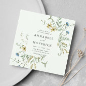 Bord Groen Delicaat Wildflower Modern Boho Bruilof Kaart