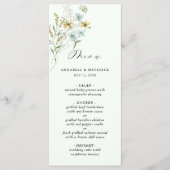 Bord Groen Delicaat Wildflower Modern Boho Bruilof Menu (Voorkant)