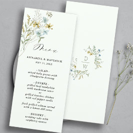 Bord Groen Delicaat Wildflower Modern Boho Bruilof Menu