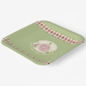 Bord Groen en Roze Bloemen Accented Square (Gebogen)