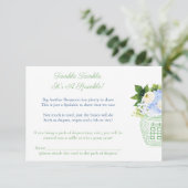 Bord Groen en Wit Chinoiserie Baby shower Gedicht Informatiekaartje (Staand voorkant)