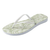 Bord Groen en Wit Paisley Patroon Teenslippers (Schuin)