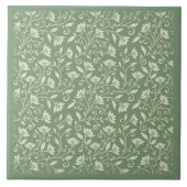 Bord Groen met Witte Bloemen Tegeltje (Voorkant)