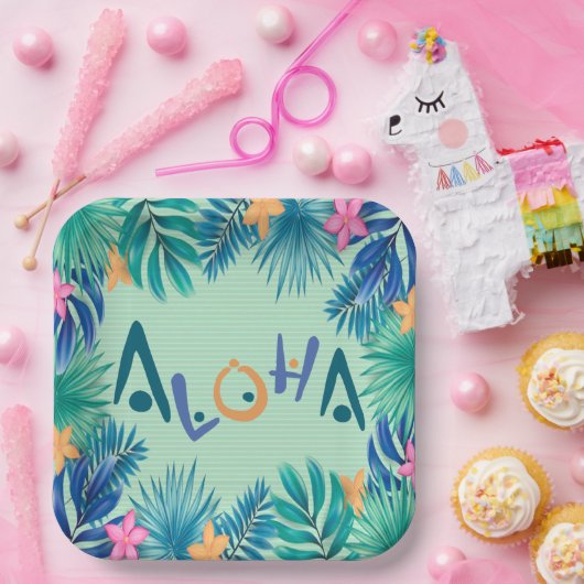 Bord groet papier Aloha (Feest)