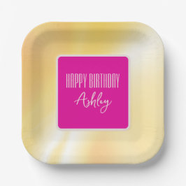 bord "Happy Birthday" Roze en geel papier