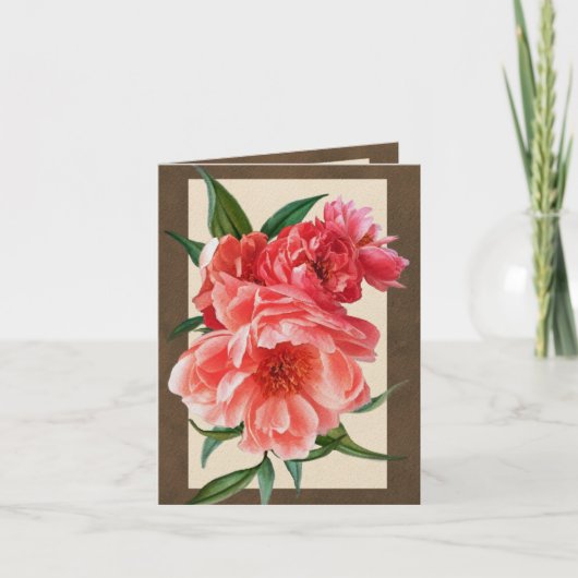 Bord - het roze Wenskaart van Pioenen Kaart (Voorkant)