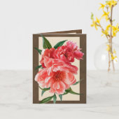 Bord - het roze Wenskaart van Pioenen Kaart (Gele Bloem)