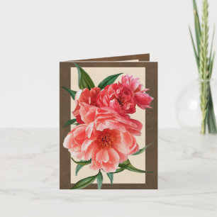 Bord - het roze Wenskaart van Pioenen Kaart