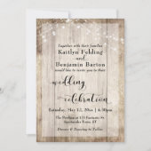 Bord houten lichten bruiloft viering kalligrafie kaart (Voorkant)