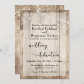 Bord houten lichten bruiloft viering kalligrafie kaart (Voorkant / Achterkant)