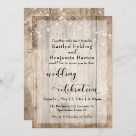 Bord houten lichten bruiloft viering kalligrafie kaart