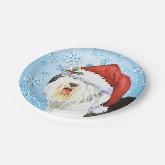 Bord kerstoud Engels Sheepdog Paper (Gekanteld)