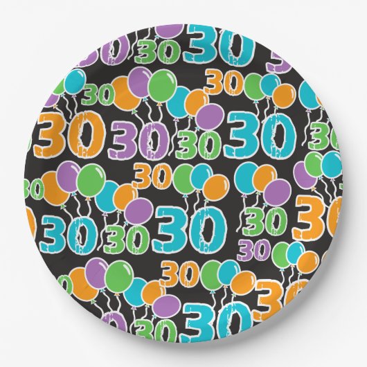 Bord kleurrijk 30e verjaardag (Voorkant)