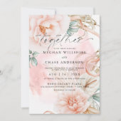 Bord Koraal Roos Waterverf Bouquet Kaart (Voorkant)