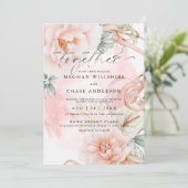 Bord Koraal Roos Waterverf Bouquet Kaart (Staand voorkant)