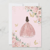 Bord Lichtroze Bloemen Rozen Quinceanera Sweet 16 Kaart (Achterkant)