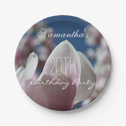 Bord Magnolia Spring 20th Birthday Party Paper (Voorkant)