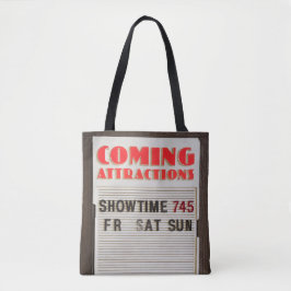 Bord met Aankomende Attracties in de Bioscoop Tote Bag