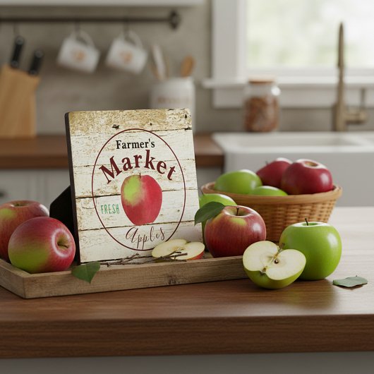 Bord met appels van de boerenmarkt fotoplaat