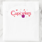Bord met besuikerde cupcake ovale sticker (Tas)