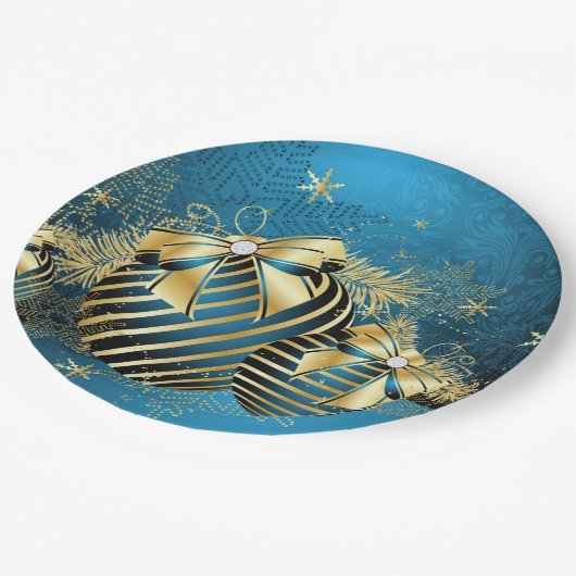 Bord met blauw goudkerstpapier (Gekanteld)