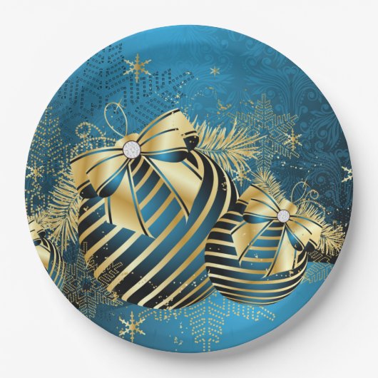 Bord met blauw goudkerstpapier (Voorkant)