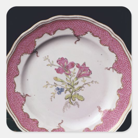 Bord met botanische vormgeving vierkante sticker (Voorkant)
