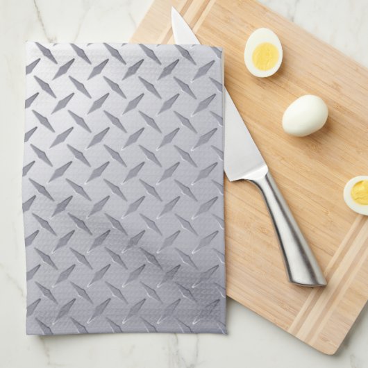 Bord met Bright Steel Diamond Theedoek (Quarter Fold)