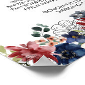 Bord met burgundy marine menu poster (Hoek)