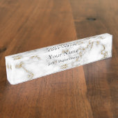 Bord met de naam Marmer en Gold Classay Naambordje (Zijkant)