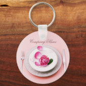 bord met elegante vorkmessen Catering, persoonlijk Sleutelhanger (Voorkant)
